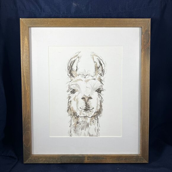 Set Of 3 Framed Animal Prints - Giraffe Alpaca & Elephant - Hobby Lobby - Wooden - Picture 3 of 4